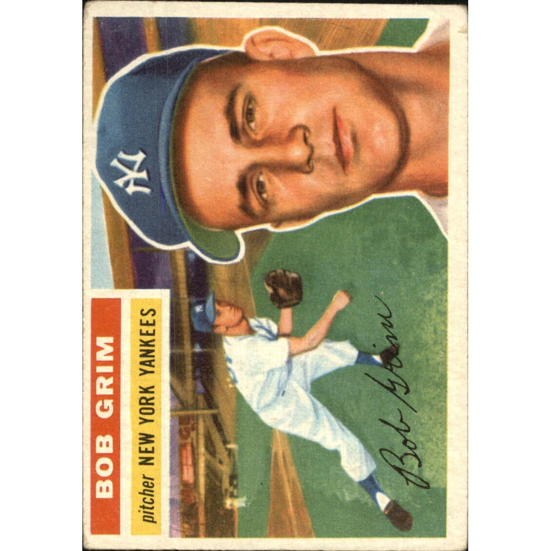 1956 Topps #52A Bob Grim GB. rookie card picture