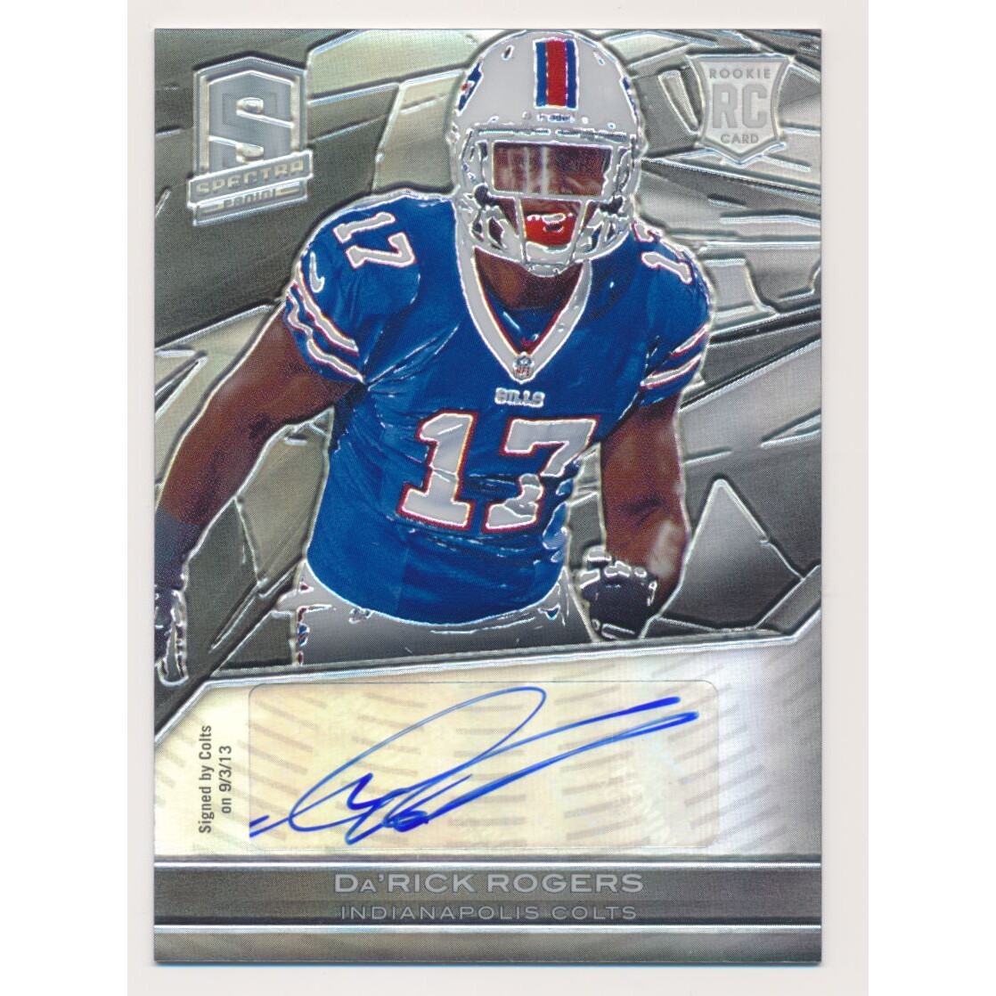 2013 Panini Spectra #126 Da'Rick Rogers AU/299 RC. rookie card picture