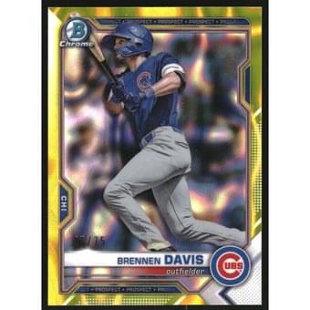 2021 Bowman Chrome Draft Yellow Lava Refractors #BDC124 Brennen Davis
