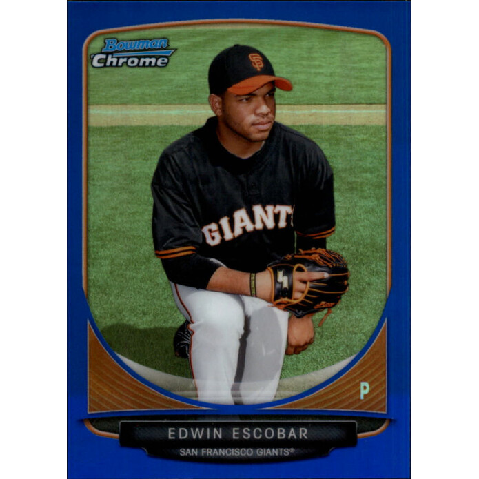 2013 Bowman Chrome Prospects Blue Refractors #BCP117 Edwin Escobar. rookie card picture