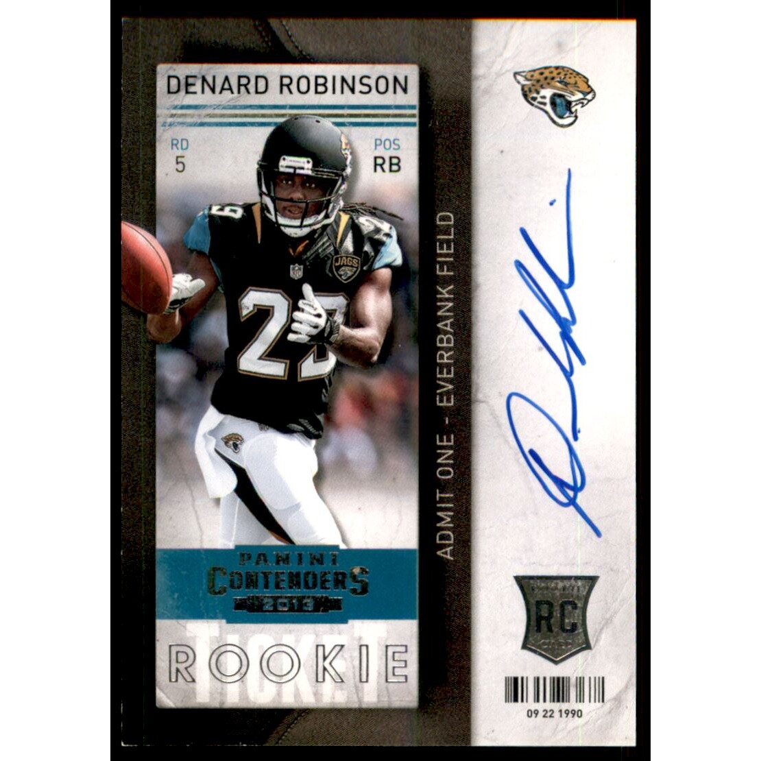 2013 Panini Contenders #206A Denard Robinson AU RC. rookie card picture