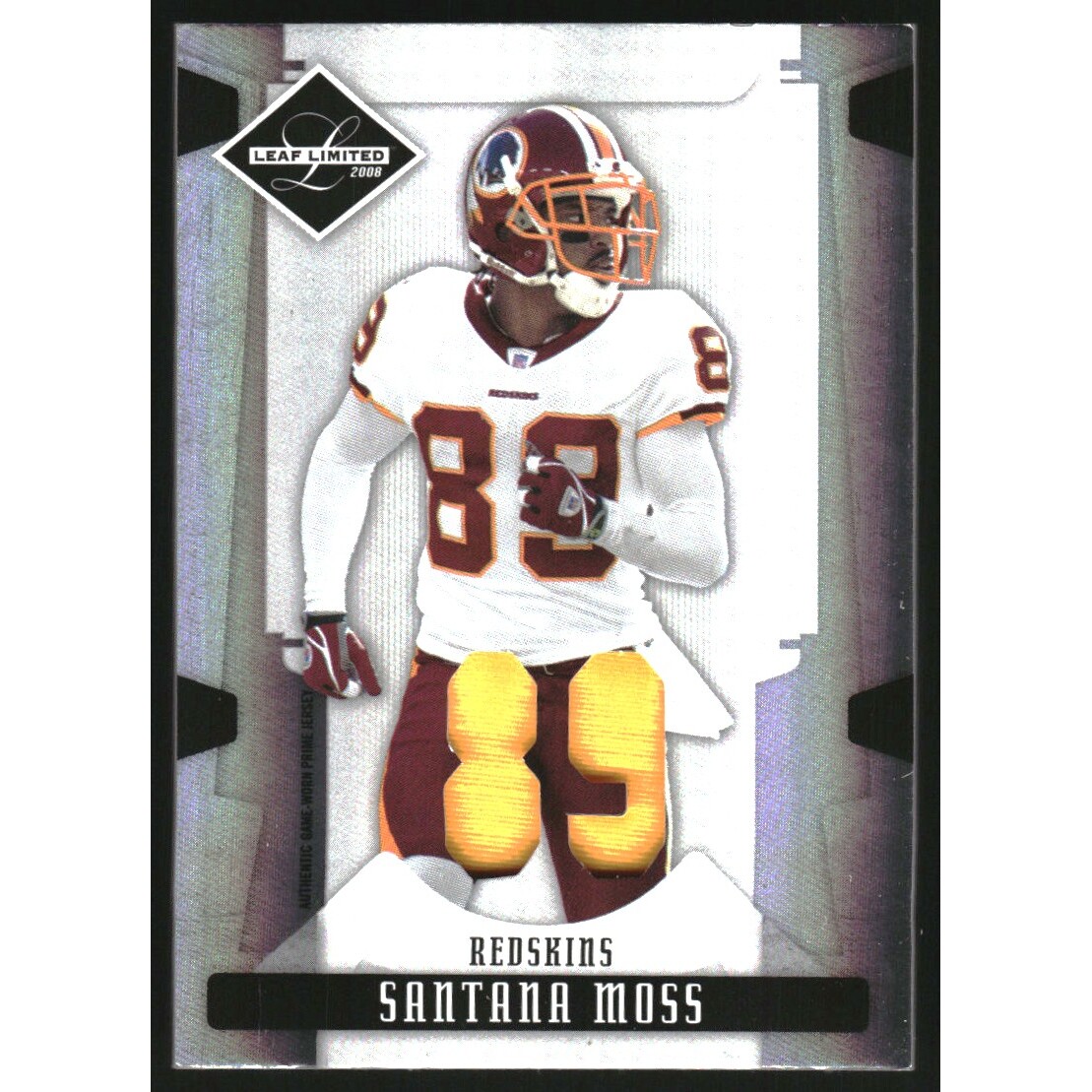 2008 Leaf Limited Threads Prime Jersey Number #99 Santana Moss/89