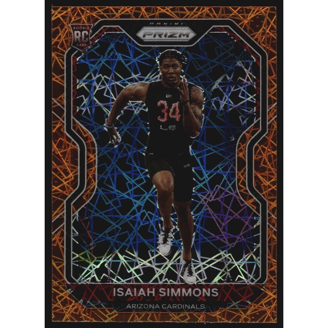 2020 Panini Prizm Prizms Orange Lazer #323 Isaiah Simmons. rookie card picture