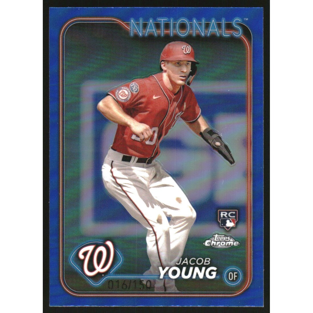 2024 Topps Chrome Blue Refractors #264 Jacob Young. rookie card picture