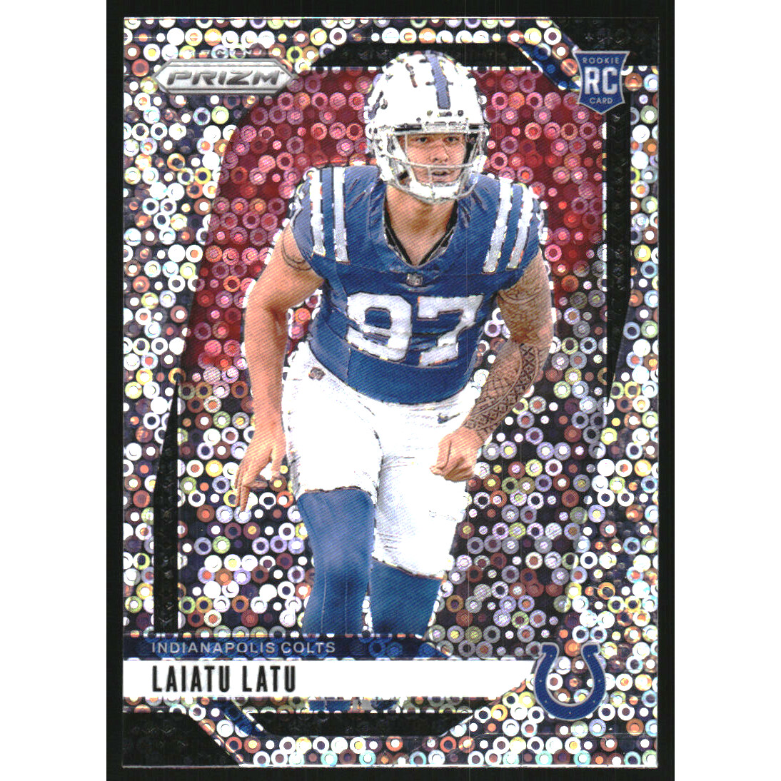 2024 Panini Prizm Prizms No Huddle #366 Laiatu Latu. rookie card picture