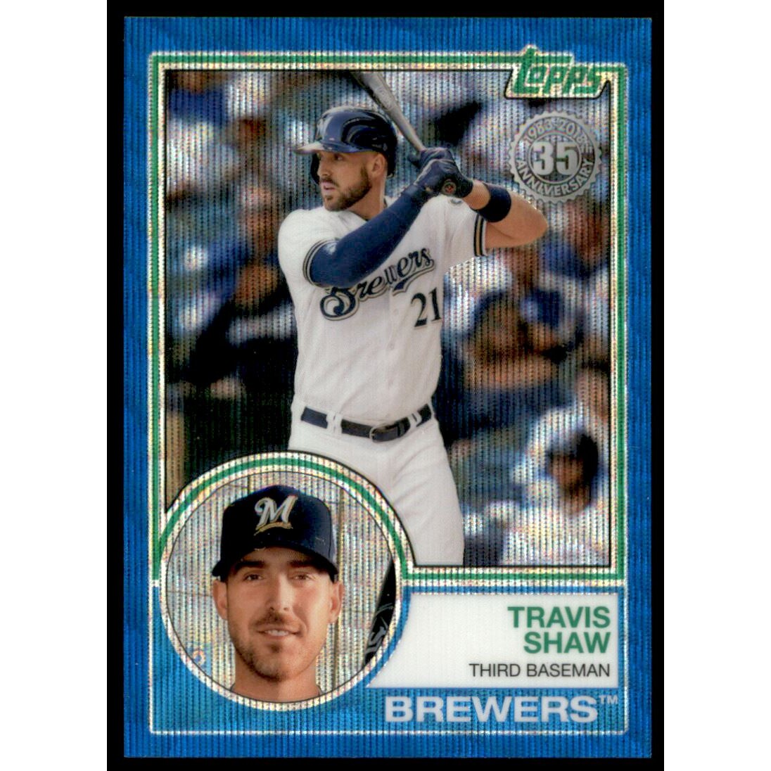 2018 Topps ’83 Topps Silver Pack Chrome Blue Wave Refractors #78 Travis Shaw 2018 Topps ’83 Topps Silver Pack Chrome Blue Wave Refractors #78 Travis Shaw