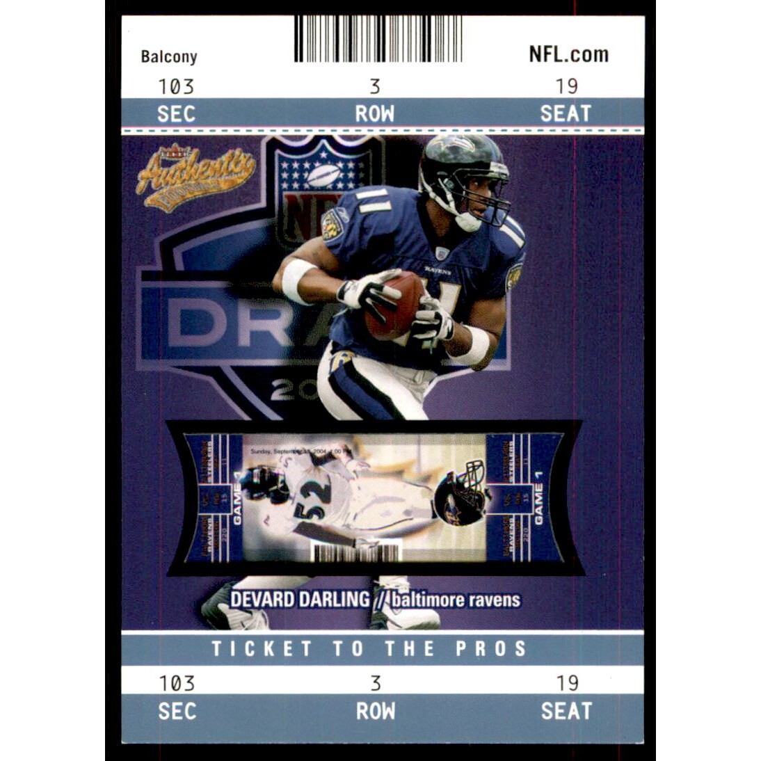 2004 Fleer Authentix Balcony Blue #130 Devard Darling. rookie card picture