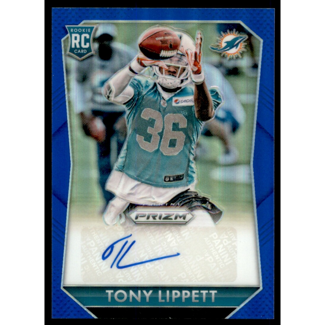 2015 Panini Prizm Rookie Autographs Prizms Blue #RSTO Tony Lippett/125. rookie card picture