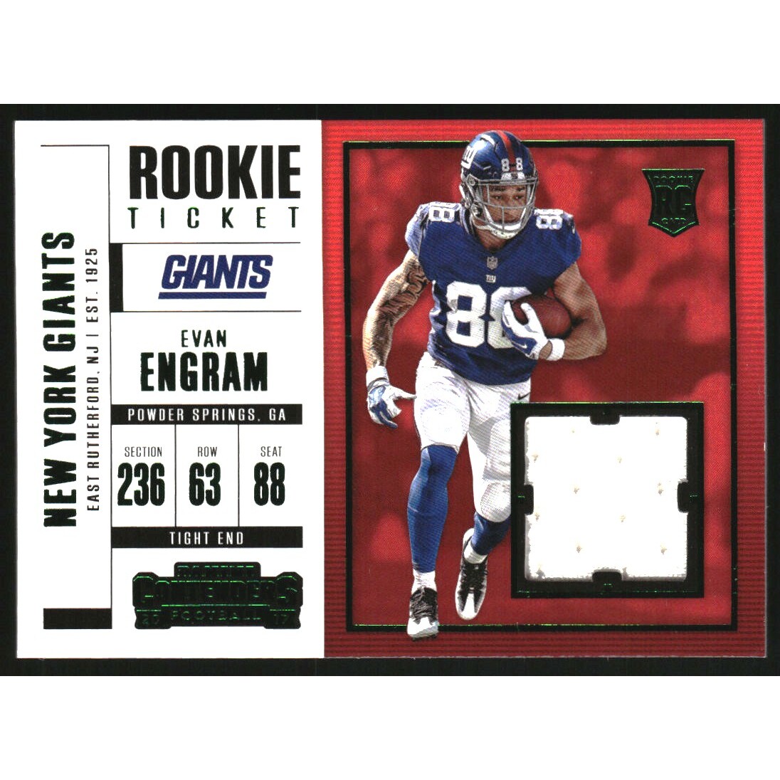 2017 Panini Contenders Rookie Ticket Swatches Variation #SW24 Evan Engram