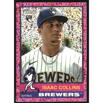 2025 Topps Heritage Chrome Pink Sparkle Refractors #78 Isaac Collins