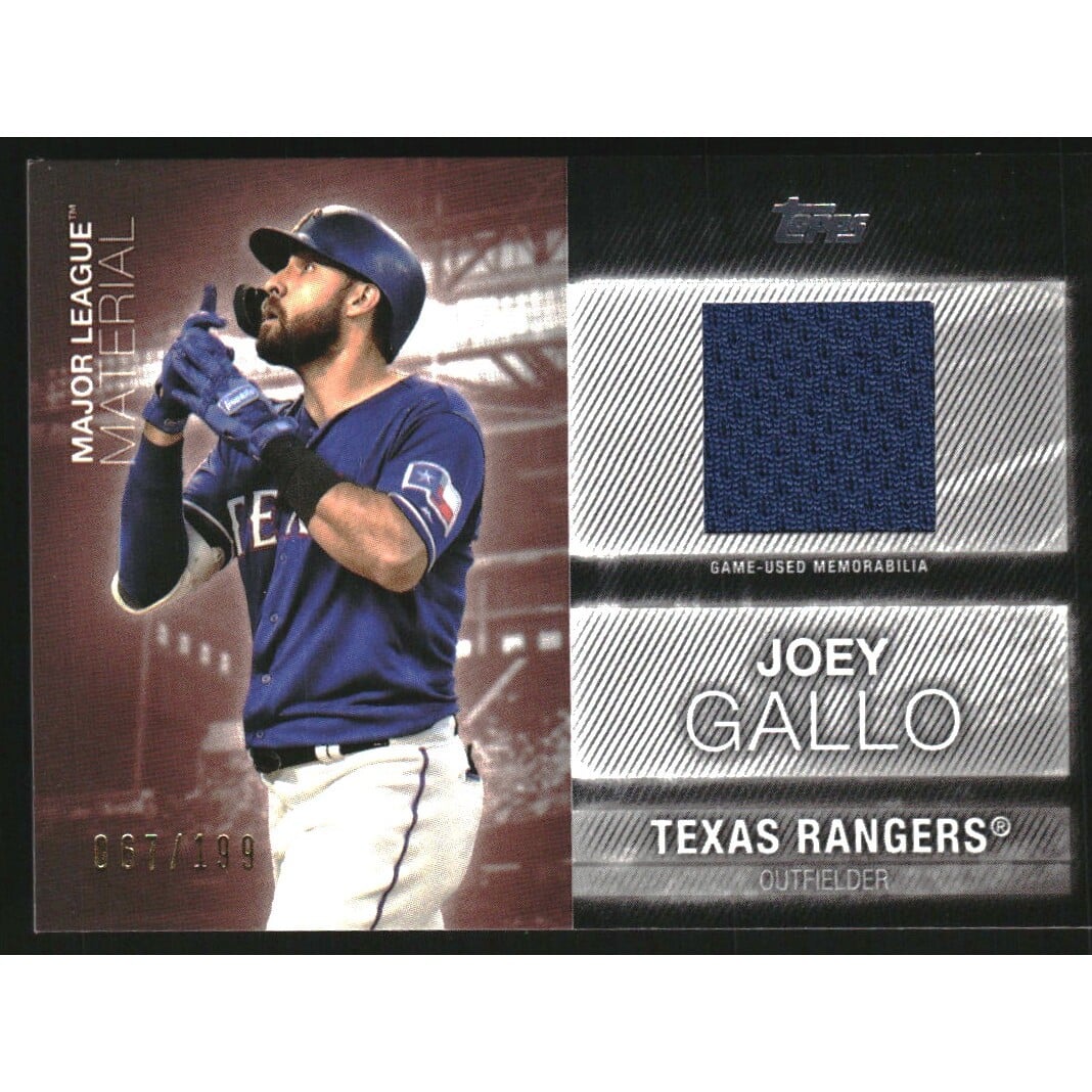2020 Topps Major League Materials Black #MLMJG Joey Gallo. rookie card picture