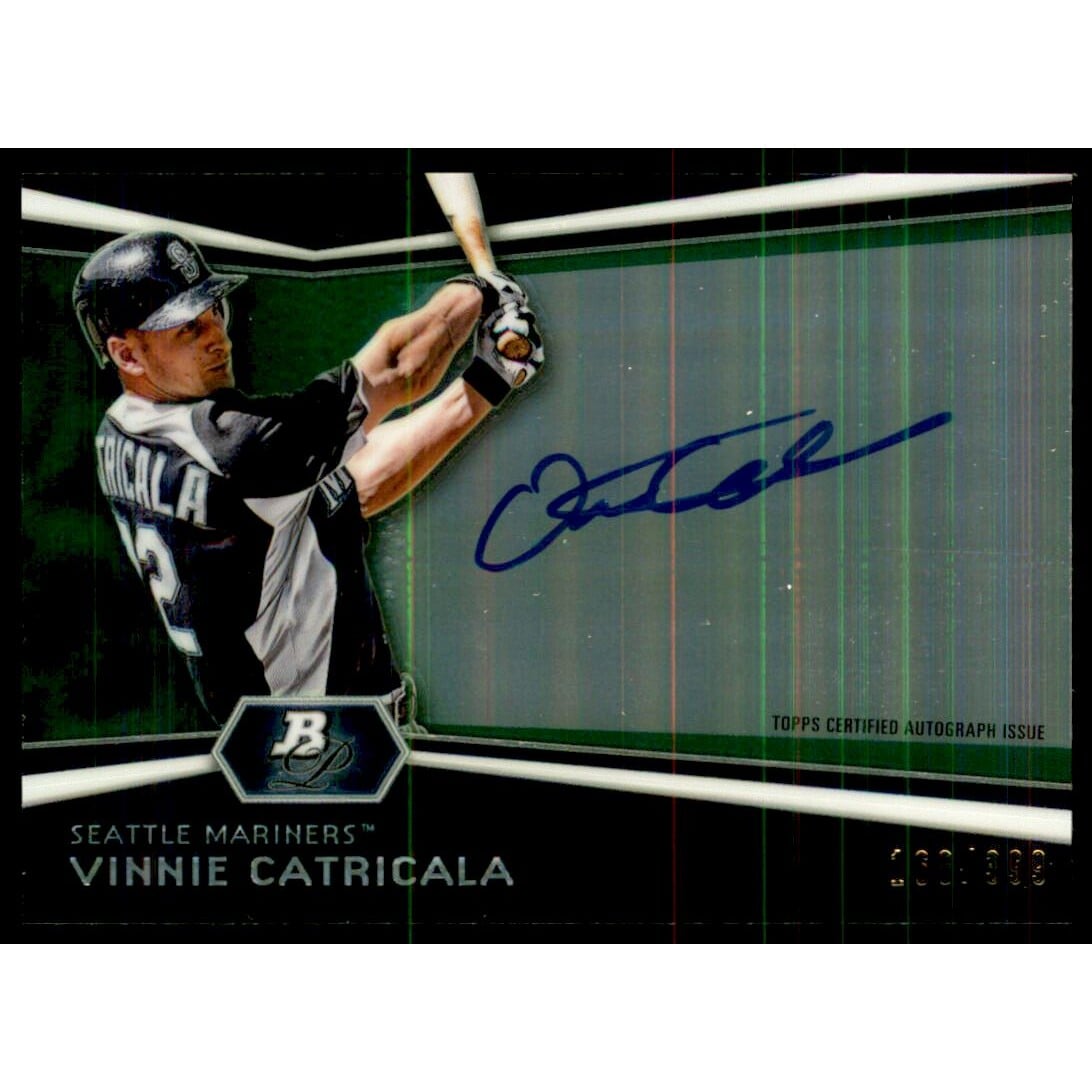 2012 Bowman Platinum Prospect Autographs Green Refractors #VC Vinnie Catricala. rookie card picture
