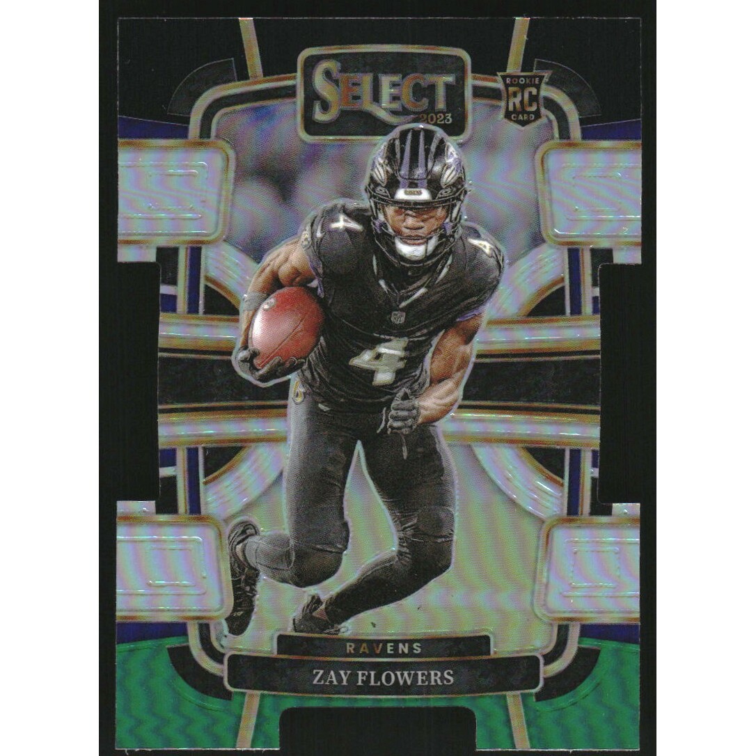 2023 Select Prizm Black and Green Die Cut #8 Zay Flowers