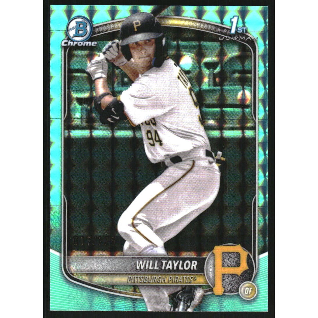 2025 Bowman Chrome Prospects Aqua Geometric Refractors #BCP179 Will Taylor. rookie card picture