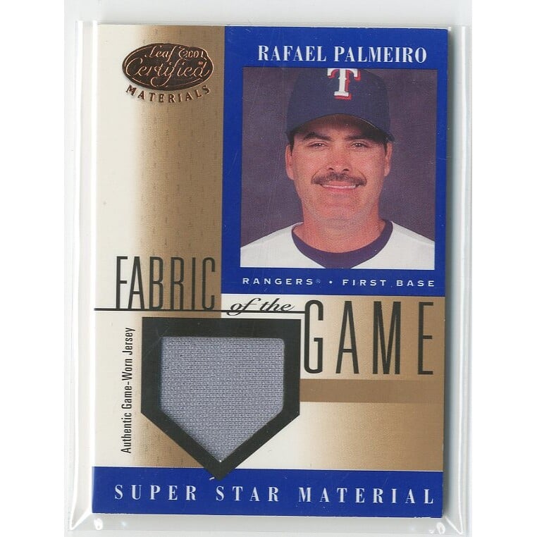 2001 Leaf Certified Materials Fabric of the Game #65BA Rafael Palmeiro