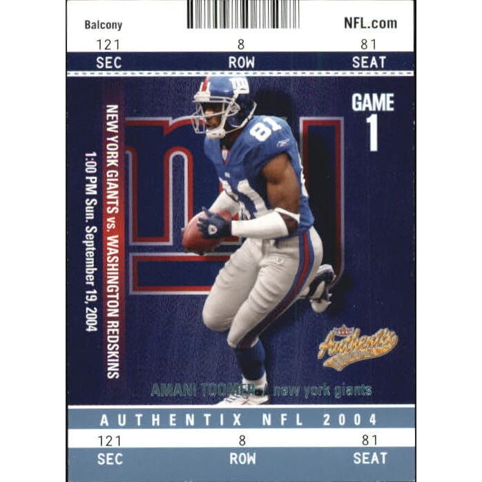 2004 Fleer Authentix Balcony Blue #2 Amani Toomer. rookie card picture
