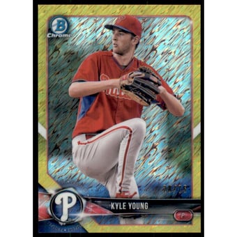 2018 Bowman Chrome Prospects Canary Yellow Shimmer Refractors #BCP129 Kyle Young