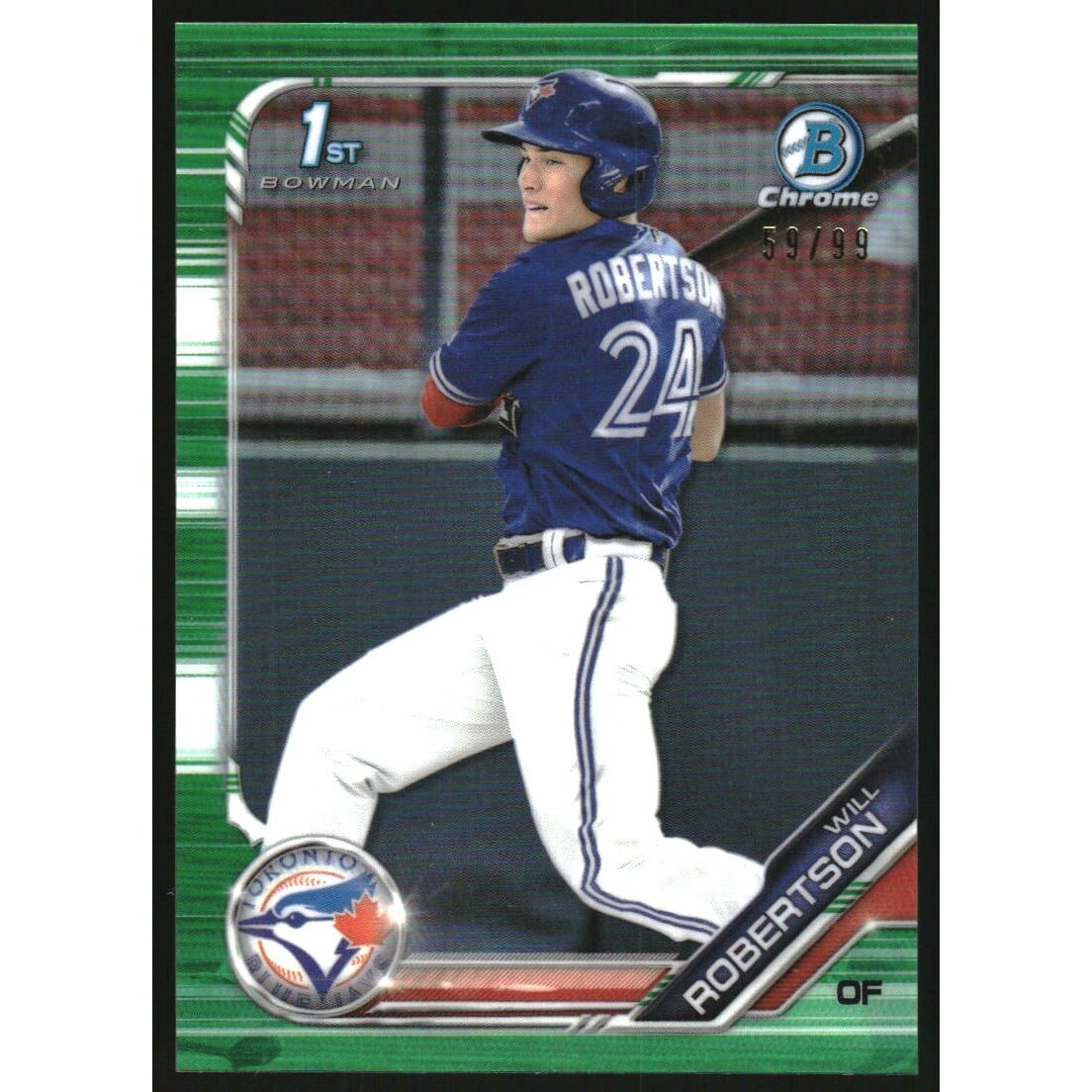 2019 Bowman Chrome Draft Green Refractors #BDC133 Will Robertson. rookie card picture