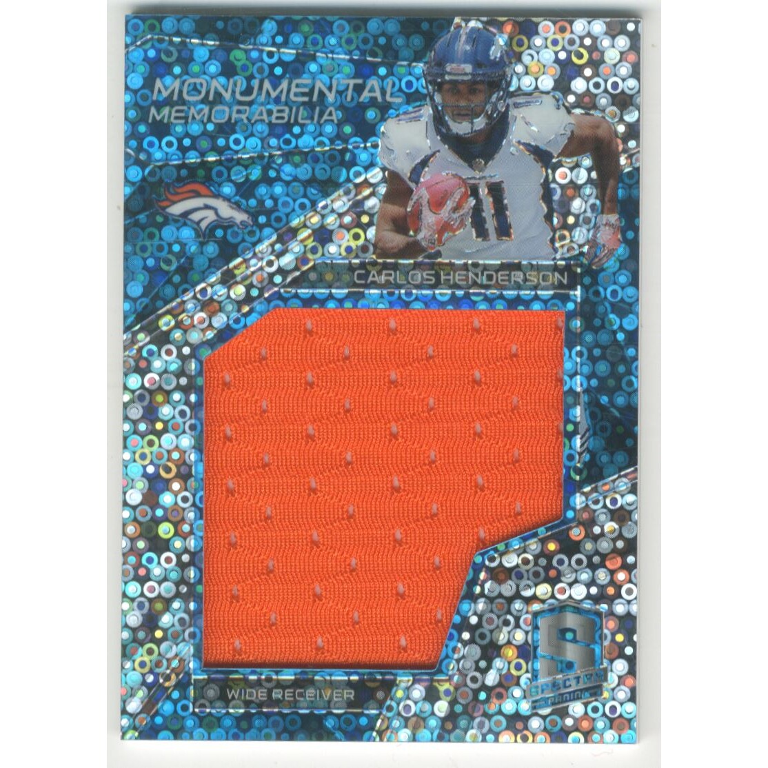 2017 Panini Spectra Monumental Memorabilia Neon Blue #9 Carlos Henderson