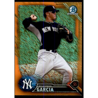 2016 Bowman Chrome Prospects Orange Shimmer Refractors #BCP164 Wilkerman Garcia