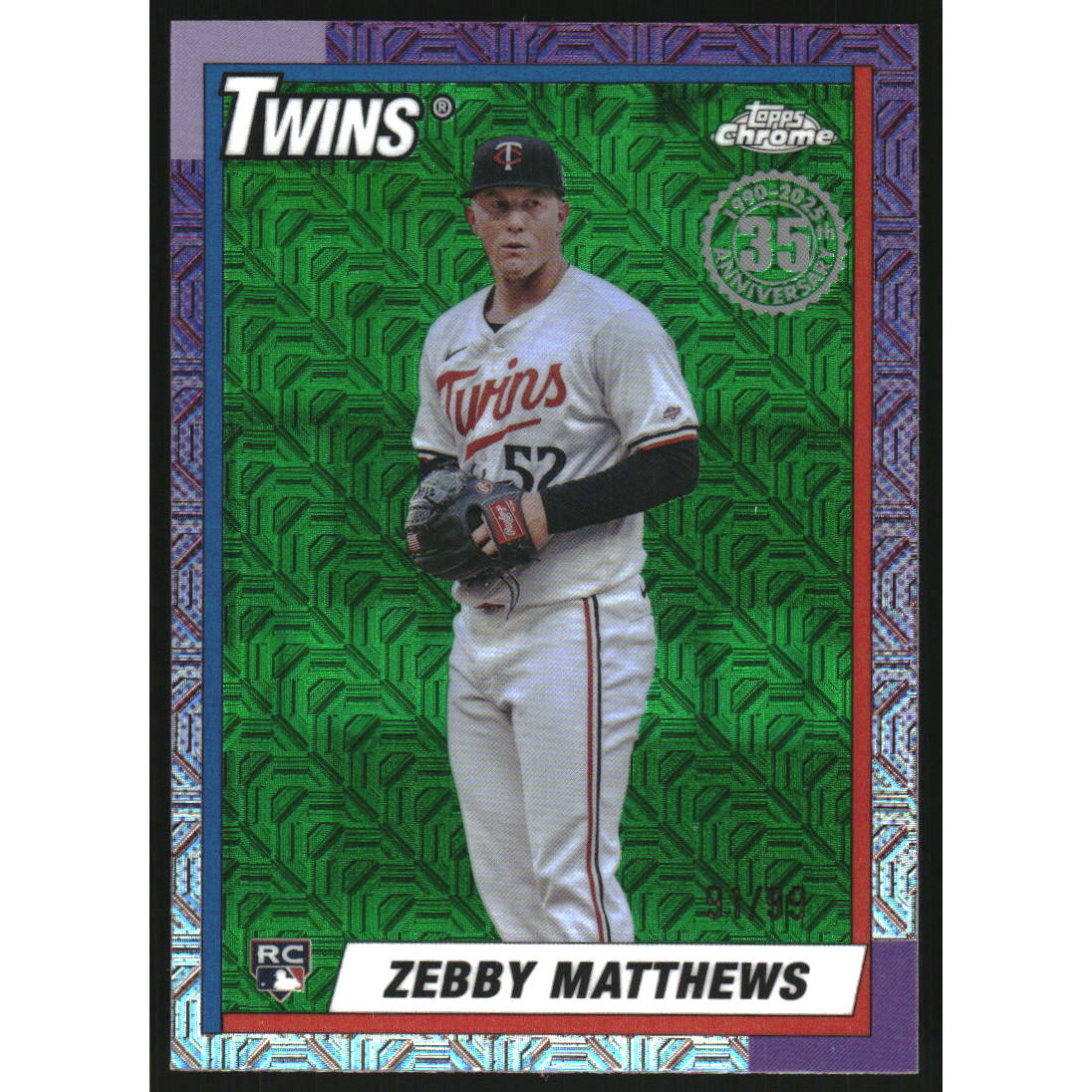2025 Topps '90 Topps Silver Pack Chrome Green Refractors #T90C149 Zebby Matthews