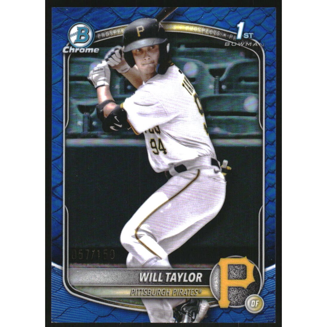 2025 Bowman Chrome Prospects Blue Reptilian Refractors #BCP179 Will Taylor. rookie card picture