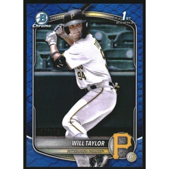 2025 Bowman Chrome Prospects Blue Reptilian Refractors #BCP179 Will Taylor