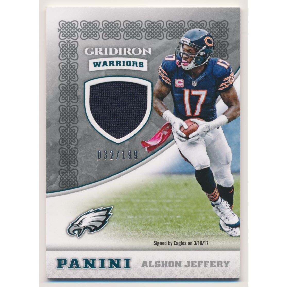 2017 Panini Gridiron Warriors Jerseys #2 Alshon Jeffery/199. rookie card picture