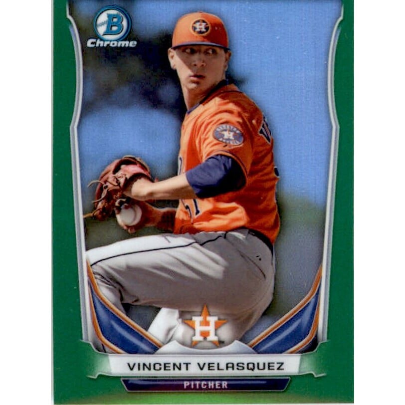2014 Bowman Chrome Mini Factory Set Green Refractors #192 Vincent Velasquez. rookie card picture