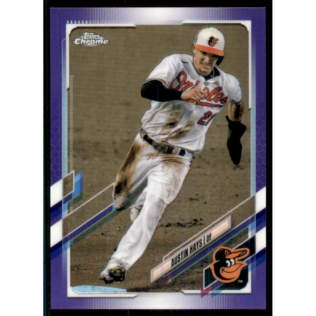 2021 Topps Chrome Purple Refractors #143 Austin Hays. rookie card picture