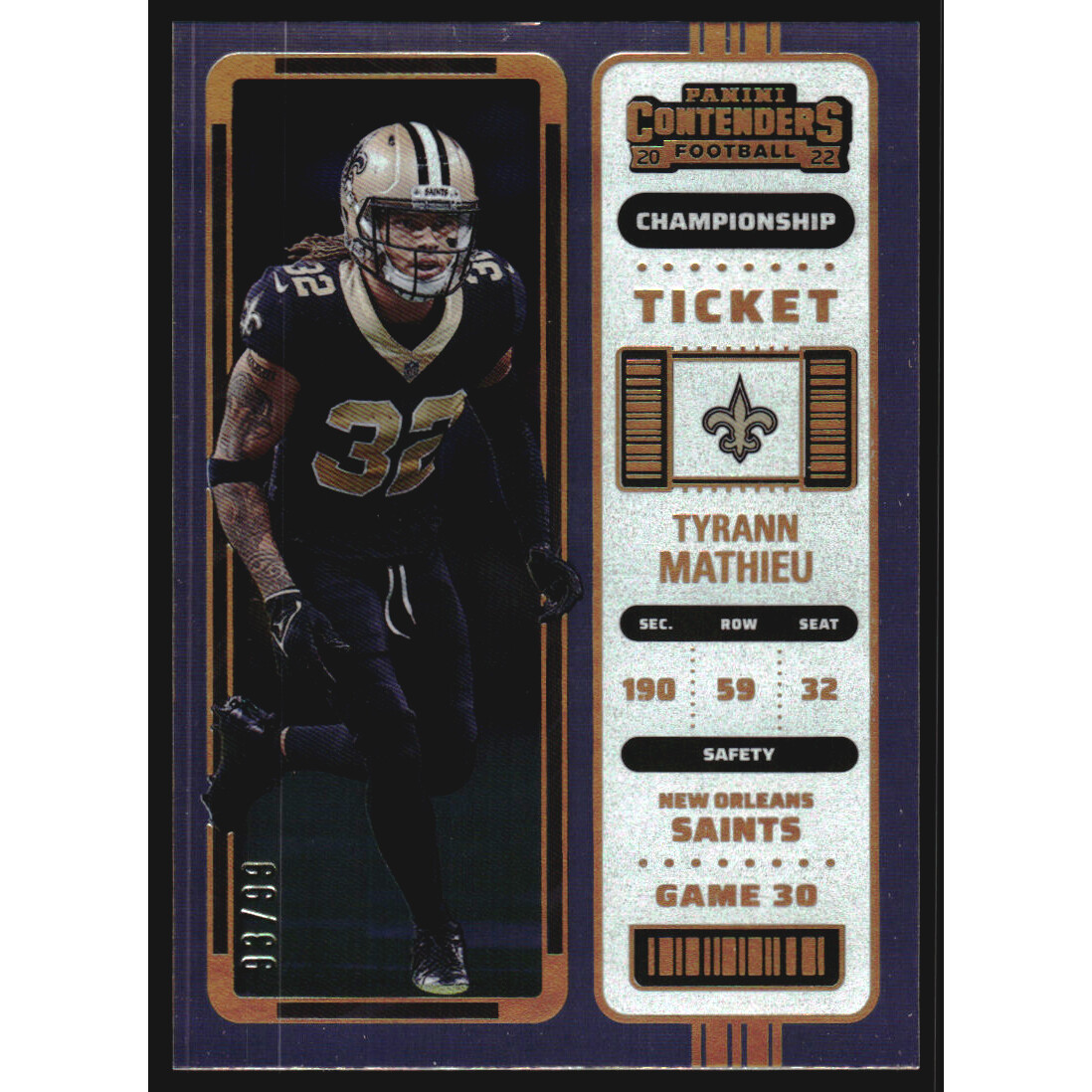 2022 Panini Contenders Championship Ticket #65 Tyrann Mathieu