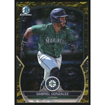 2023 Bowman Chrome Draft Yellow Lunar Crater Refractors #BDC72 Gabriel Gonzalez