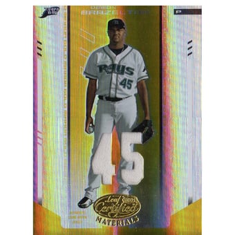2004 Leaf Certified Materials Mirror Fabric Gold Number #52 Dewon Brazelton Jsy