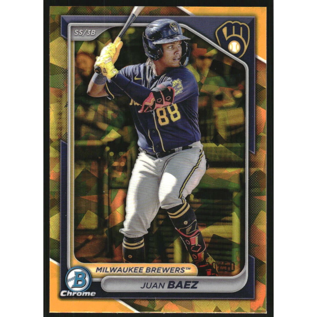 2024 Bowman Chrome Draft Sapphire Gold Refractors #BDC150 Juan Baez. rookie card picture