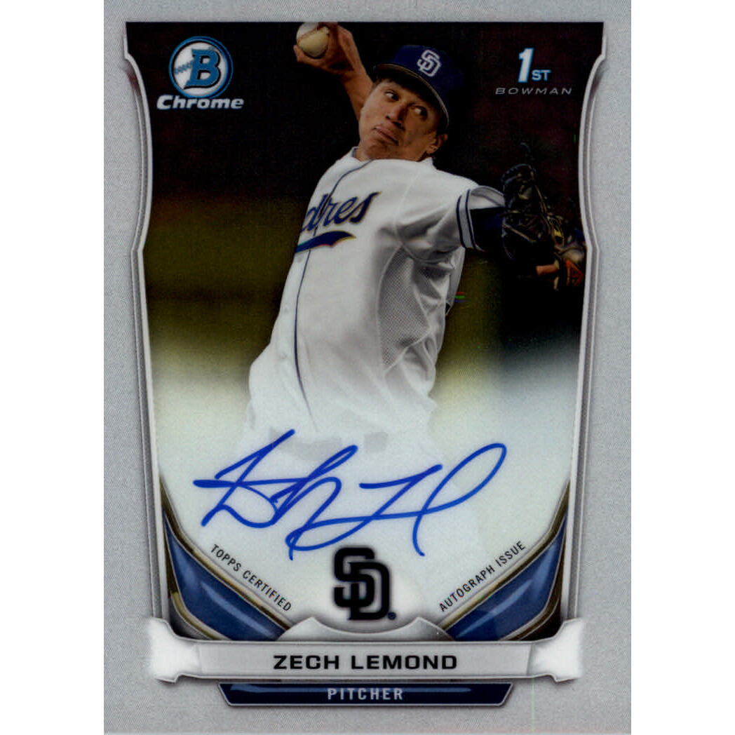 2014 Bowman Chrome Draft Draft Pick Autographs #BCAZL Zech Lemond