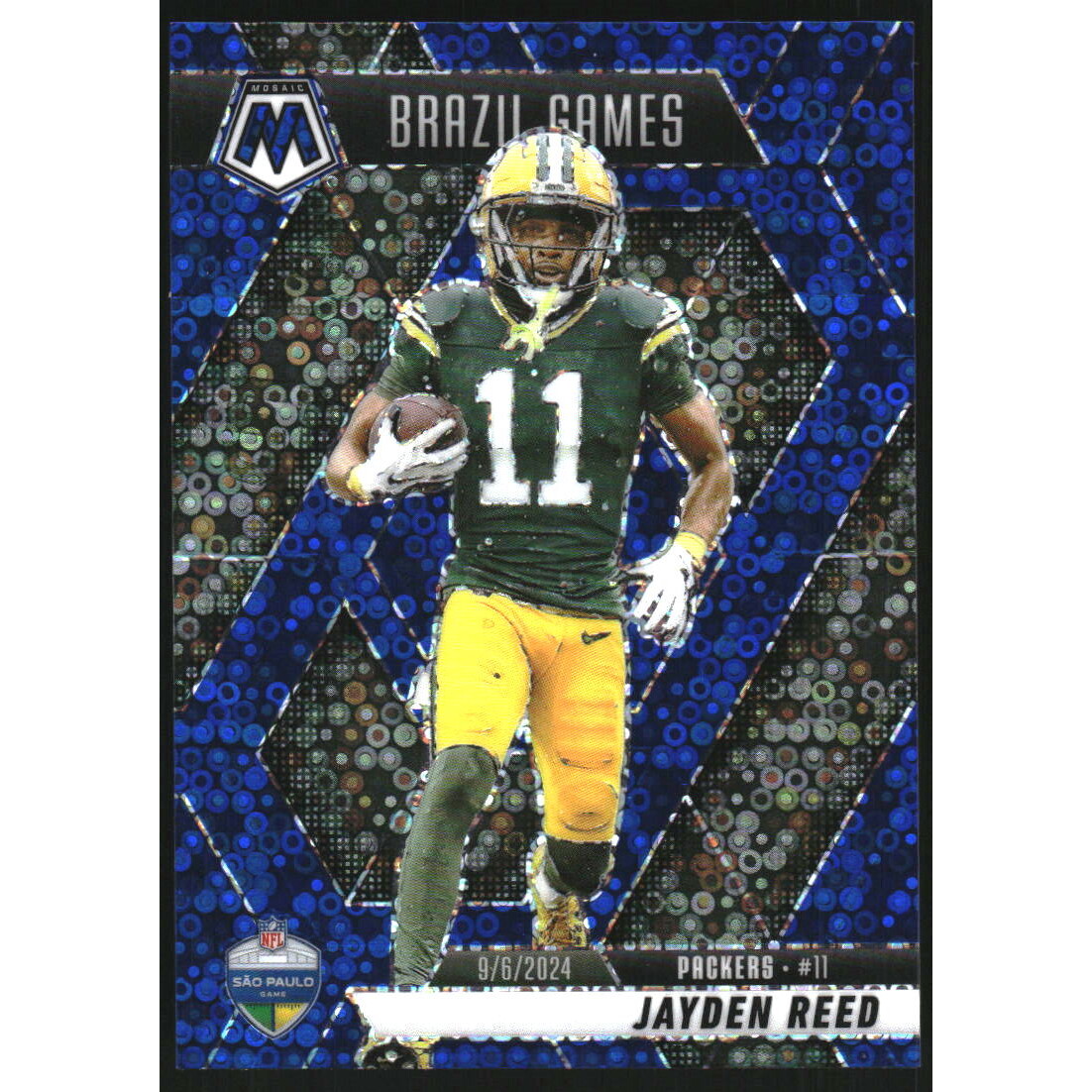 2025 Panini Mosaic Mosaic No Huddle Blue #264 Jayden Reed IG