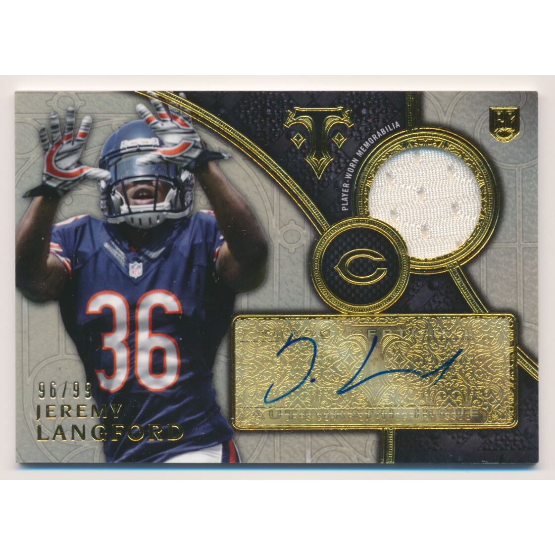 2015 Topps Triple Threads Rookie Autograph Relics #TTRARJLA Jeremy Langford. rookie card picture