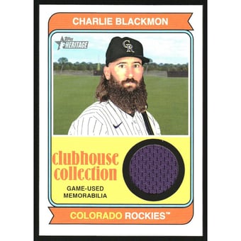 2023 Topps Heritage Clubhouse Collection Relics #CCRCB Charlie Blackmon HN