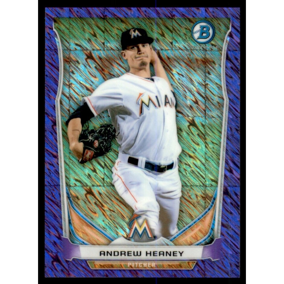 2014 Bowman Chrome Bowman Scout Top 5 Mini Purple Refractors #BMMM1 Andrew Heaney. rookie card picture