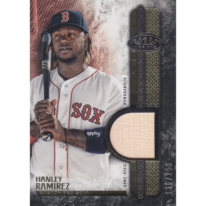 2016 Topps Tier One Relics #T1RHR Hanley Ramirez/299. rookie card picture