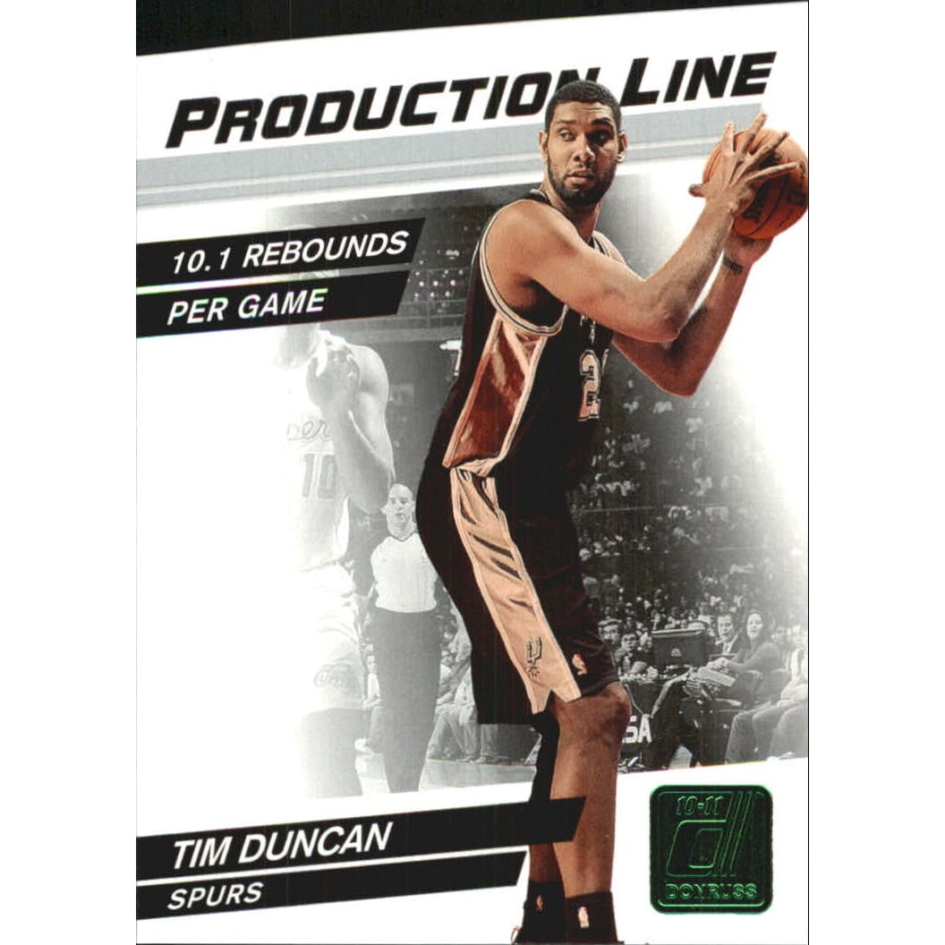 2010-11 Donruss Production Line Die Cuts Emerald #32 Tim Duncan. rookie card picture