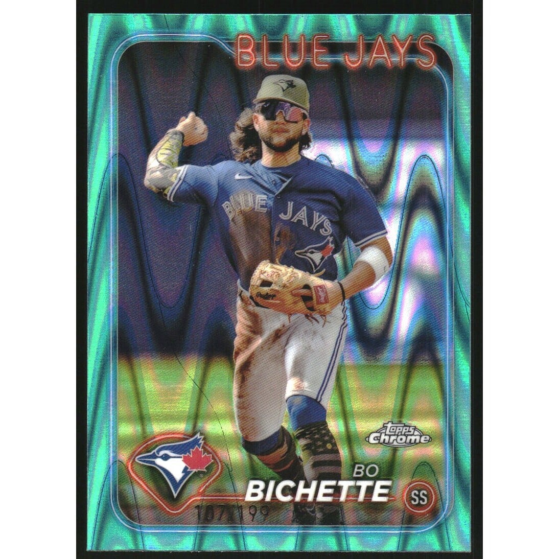 2024 Topps Chrome Aqua RayWave Refractors #27 Bo Bichette. rookie card picture
