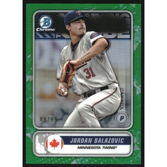 2020 Bowman Chrome Spanning the Globe Green Refractors #STGJB Jordan Balazovic