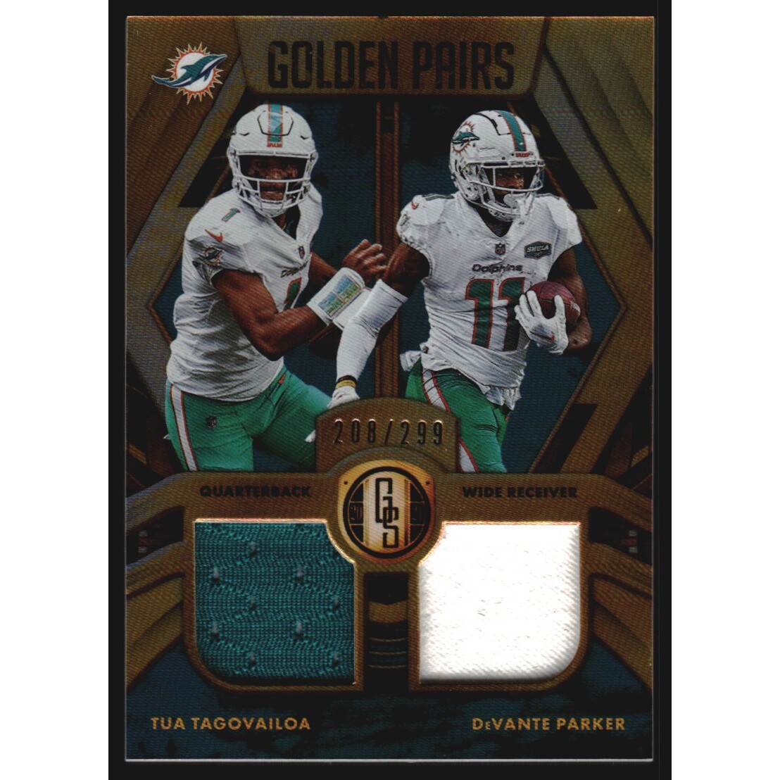 2021 Panini Gold Standard Golden Pairs Jerseys #11 DeVante Parker/Tua Tagovailoa/299