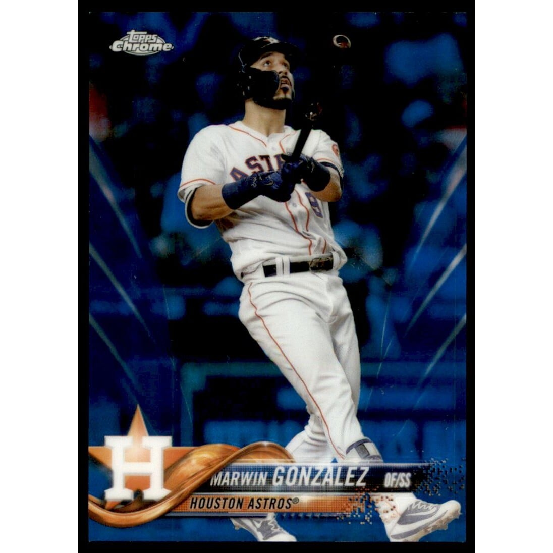 2018 Topps Chrome Blue Refractors #38 Marwin Gonzalez. rookie card picture