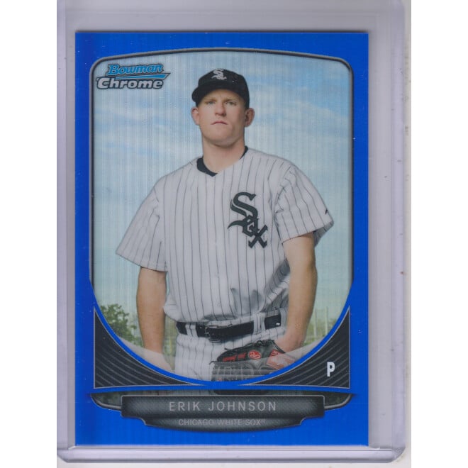 2013 Bowman Chrome Prospects Blue Refractors #BCP122 Erik Johnson. rookie card picture