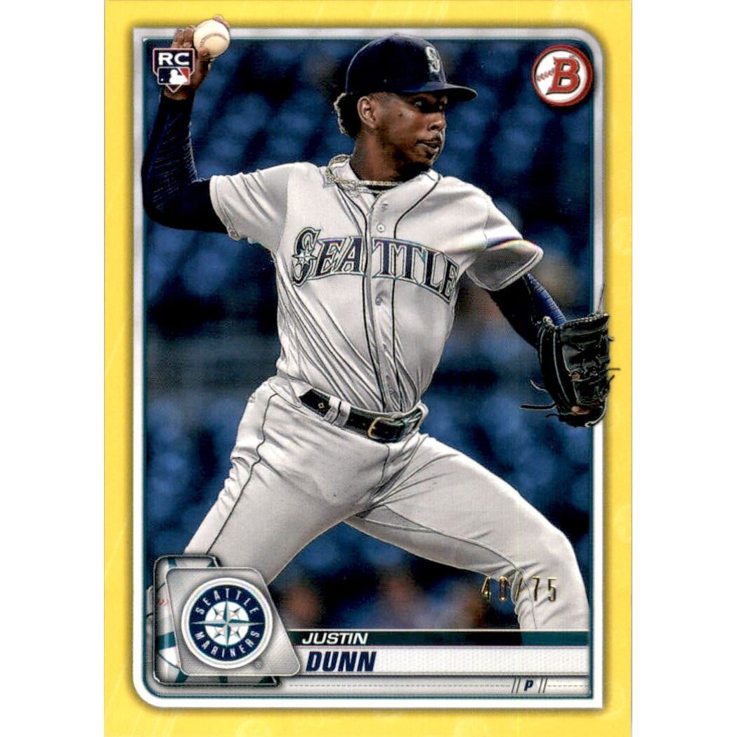 2020 Bowman Yellow #15 Justin Dunn. rookie card picture