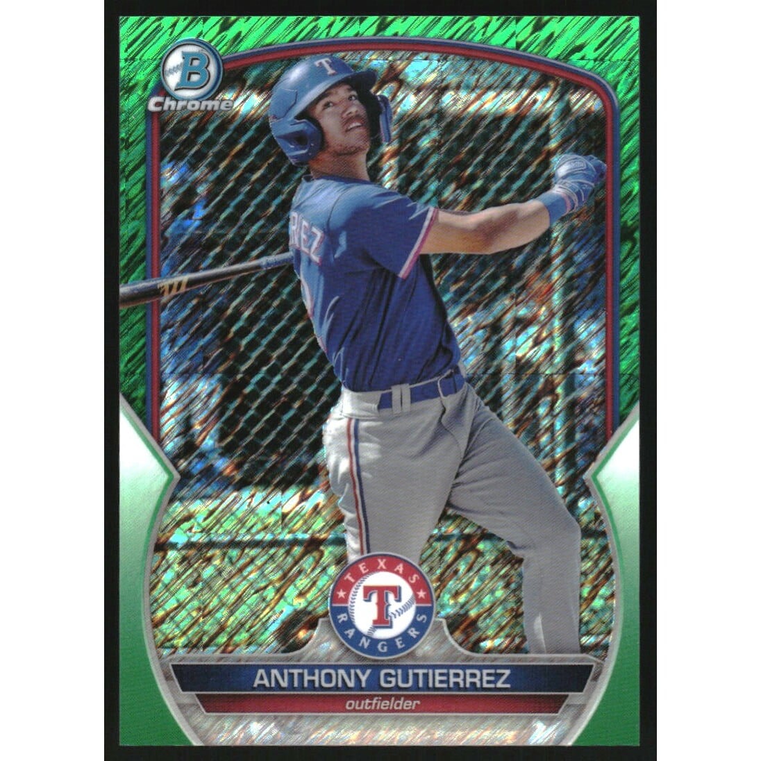 2023 Bowman Chrome Prospects Green Shimmer Refractors #BCP166 Anthony Gutierrez. rookie card picture