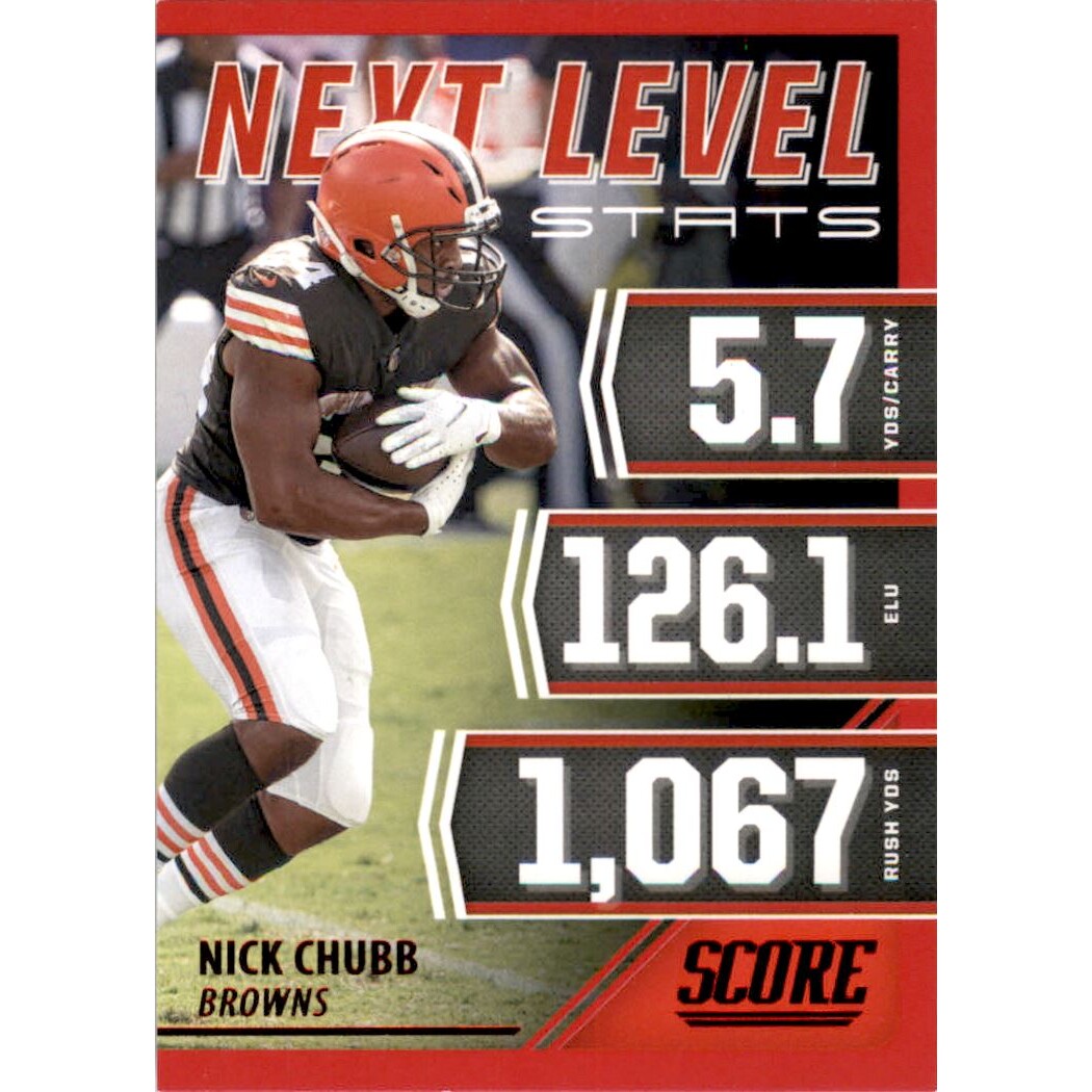 2021 Score Next Level Stats Red #19 Nick Chubb