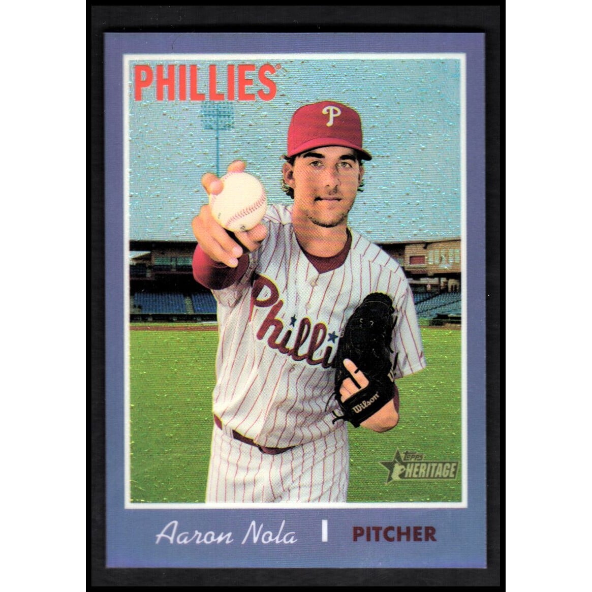 2019 Topps Heritage Chrome Purple Refractors #THC459 Aaron Nola. rookie card picture